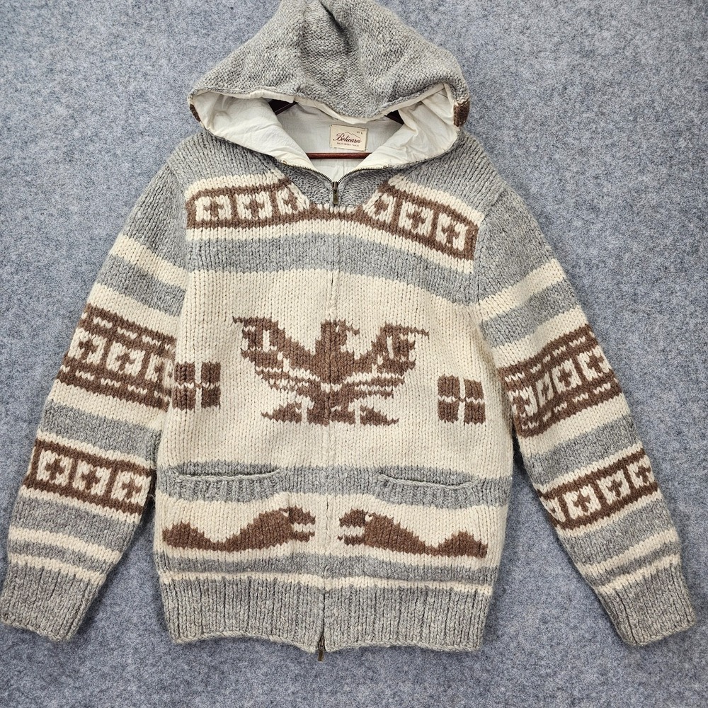 Peruvian Wool Jacket Mens L Hoodie Cowichan Western Aztec Heavy Knit BOLIVARES